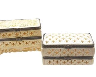 23. Two 2 Carved Bone Small Dresser Boxes