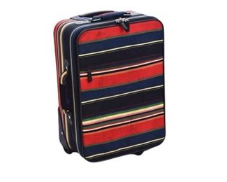 14. Striped Rolling Suitcase