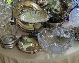 Great assortment of crystal and silver pieces.