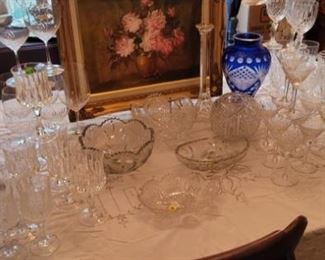 Large assortment of crystal stemware.