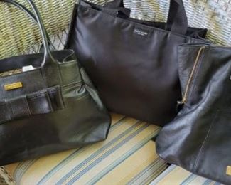 Assortment of designer handbags, Kate Spade and Zooba all leather bag.