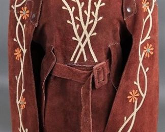 Vintage Hippy Embroidered Suede Cape