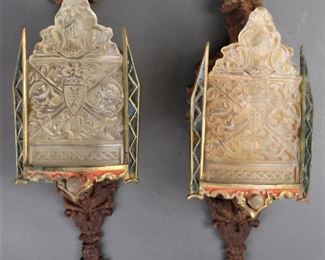 Art Deco Cast Iron Slip Shade Wall Sconces