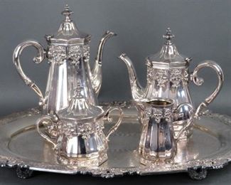 5-Piece Silverplate Tea Set (with Tray) Hispana Silverplate Hollowware) by GORHAM SILVER