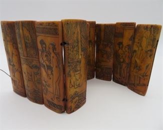 Vintage Erotic Scrimshaw Carvings on Ox Bone Panels