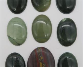 Green Stone & Tiger Iron Cabochons 