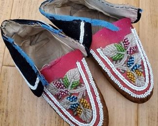 Antique hand beaded moccasins