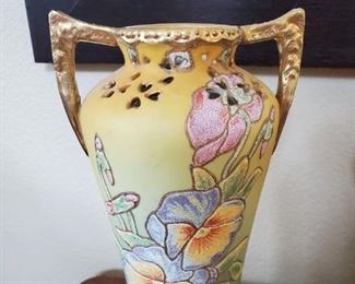 Antique Japanese Coralene vase