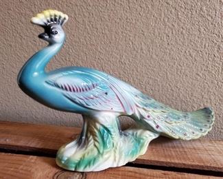 Stewart McCullough vintage Majolica style pottery peacock (1 of 2)