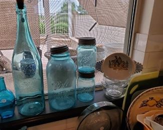 Antique blue Ball Jars (there are more)