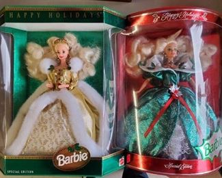 Happy Holidays Barbies - new/old in boxes