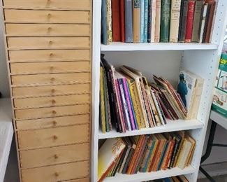 Tall chest on the left has drawers for rubber stamp collection - every drawer was packed full - all stamps are available for sale.