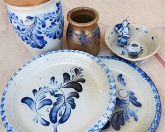 Eldreth Studios vintage salt glaze pottery (this photo is overexposed, doesn't do the pottery justice). We have also found more pieces