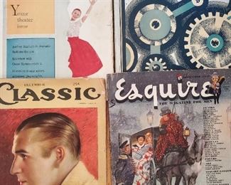 Seventeen Magazine with Audrey Hepburn spread, 1932 Fortune Magazine, old Classic and Esquire magazines