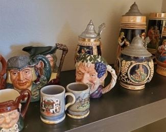 Royal Doulton Toby jugs, German beer steins