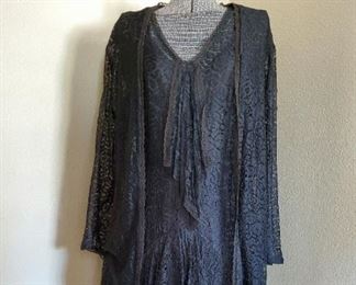Antique 3 piece black lace dress