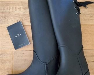 Coach rubber rain boots, women's size 8 1/2, never worn
