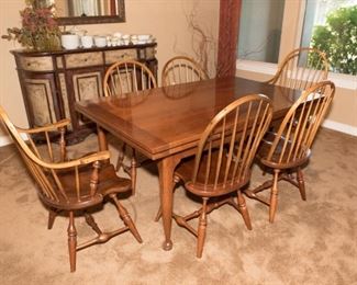 Stickley Furniture Cherry Valley-6 Dining Table and Chairs 29.5"H x 40"D x 64"W.  Each slide out is 21" $650