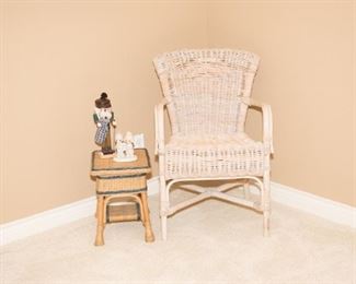 Wicker Chair and Side Table