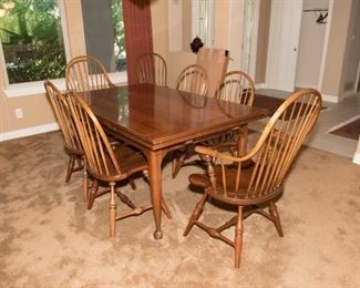 Stickley Furniture Cherry Valley-6 Dining Table and Chairs 29.5"H x 40"D x 64"W.  Each slide out is 21"$650