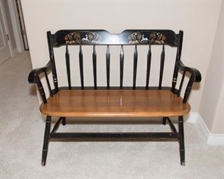 Ethan Allen Hitchcock Style Arrow Back Black Deacons Bench