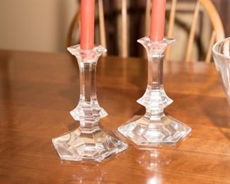 Val St Lambert Crystal Candlesticks