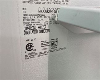 Frigidaire Upright Freezer  Model PLFU1778ES6
Serial WB82829498
AMPS 5.0
67”Hx 32”Wx30”D including handle measurement
