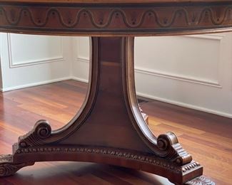 Alfonso Marina Ebanista marquetry and inlay entry table. Measures 48" D x 36" H. Photo 1 of 4.