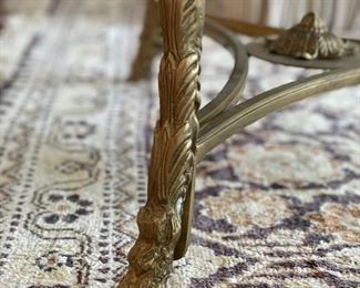 1920s French Gueridon Side Table with Ram's Head Details and Marble Top. Measures 27" D x 27" H. Photo 3 of 3.