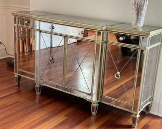 Neiman Marcus Robertson mirrored sideboard - 2 available. Each measures 70" H x 20" D x 38" H. Photo 1 of 2.