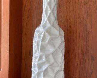 White modern decorative vase. Measures 15" H.