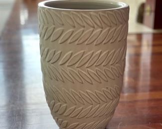 White decorative vase. Measures 12" H.