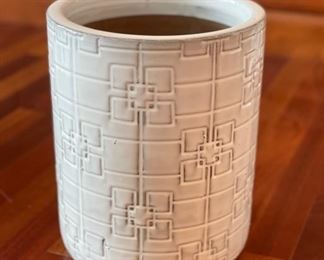 White decorative vase. Measures 12" H.