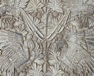 Tea stained wood carving of parrots. Measures 35" x 35". Photo 2 of 3.