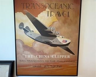 Vintage-style "The China Clipper" canvas. Measures 40" x 50"