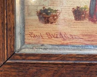 Vintage wood framed etching signed by artist. Photo 3 of 3.