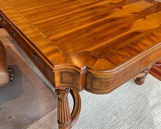 Alfonso Marina Ebanista Georgian writing table. Measures 84" W x 43" D x 30" H. Measures 26 from floor to apron - could be used as a dining table. Photo 1 of 5.
