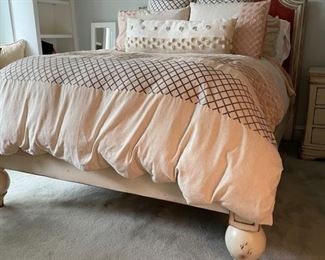 Woodland Queen bed frame with Linen/Silk upholstered headboard. Bedding and mattress set sold separately. Photo 2 of 2.