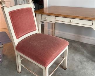Woodland desk chair upholstered in blush cotton velvet. Photo 1 of 2.