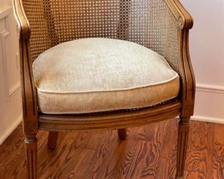 Cane barrel-back chairs with down seat cushions - 2 available. Photo 1 of 2.