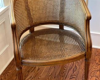 Cane barrel-back chairs with down seat cushions - 2 available. Photo 2 of 2.
