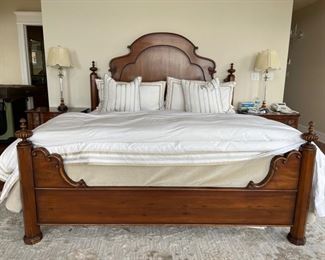 Alfonso Marina for Ebanista carved wood King bed frame. Photo 1 of 3.