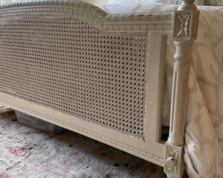 Queen whitewashed cane bed frame. Bedding and mattress set sold separately. Photo 3 of 3.