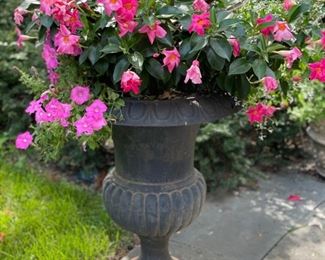 Chalet black urns - 4 medium and 2 large available. Medium measures 31" H; large measures 36" H.