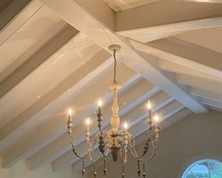 6-arm whitewashed metal chandelier. Photo 1 of 2.