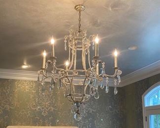 Holly Hunt 6- Arm Chandelier with Crystals. Measures 42" H x 36" W. Photo 1 of 2.