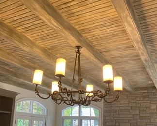 A. Rudin Round Iron 6 Arm- Chandelier.