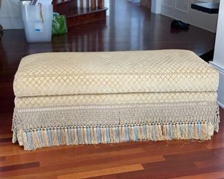 Pearson ottoman with bouillon fringe. Measures 4' x 18.5" D. Photo 1 of 2.