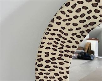 Hand painted leopard print mirror. Measures 36" H x 24" W. Photo 2 of 2.