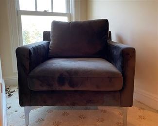 Velvet lounge chair.